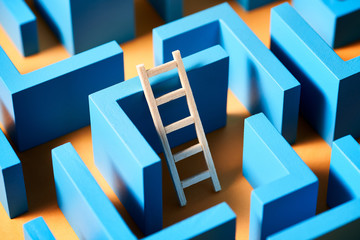 Mockup of maze with ladder