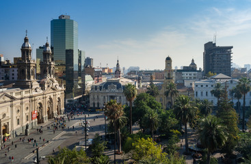 Fototapeta na wymiar View over Plaza de Armas. Santiago, Chile.