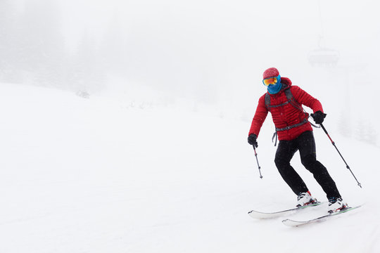 Skier on a fogy day