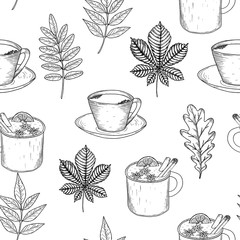 Seamless Autumn pattern. Wallpaper, background beautiful, cute, trendy bright print