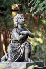 Fototapeta na wymiar Old female sculpture in Lviv, Ukraine