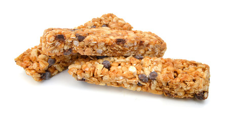 peanut butter chocolate chips on white background