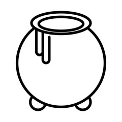 happy halloween, cauldron with potion spell trick or treat party celebration linear icon design