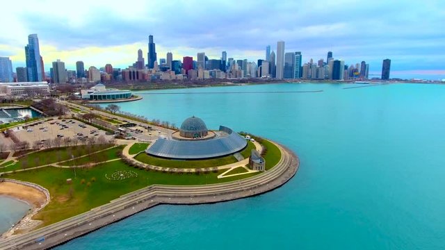 Aerial view of Adler Planetarium in Chicago