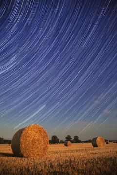 Star trails on the night sky.