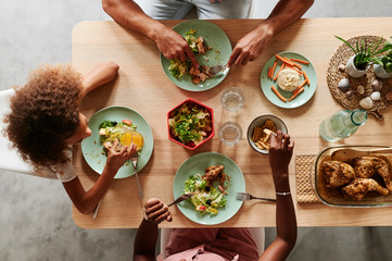 Family eating dinner at home