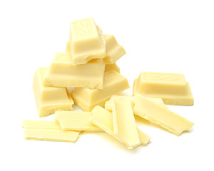 white chocolate pieces isolated on a white background