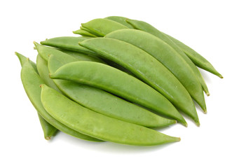 fresh green peas on white background
