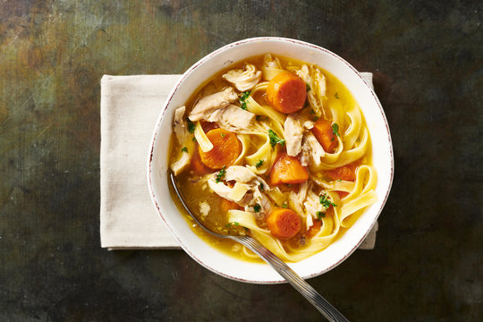 Bowl of FODMAP Chicken Noodle Soup