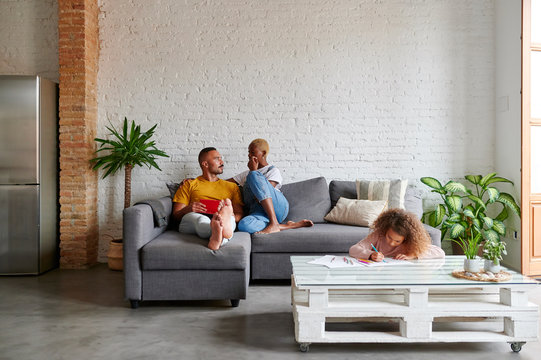 Family spending time at home