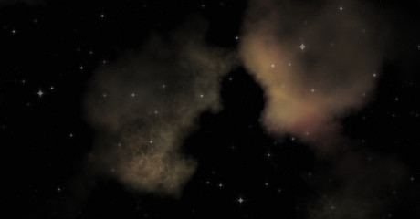 Star field in galaxy space with colorful nebula. Sci fi background of deep space. Ethereal wallpaper.