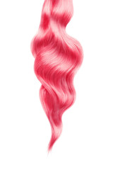 Fototapeta premium Pink shiny hair on white background, isolated