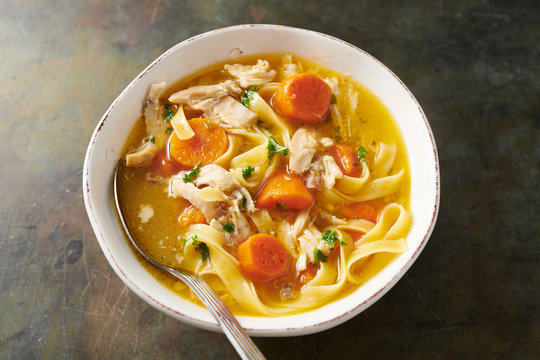 Bowl of FODMAP Chicken Noodle Soup