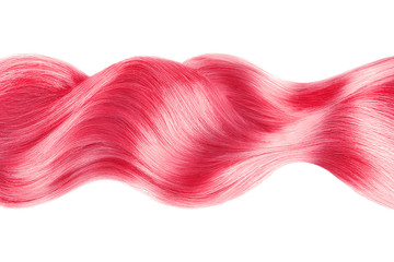 Pink hair in line shape on white background, isolated