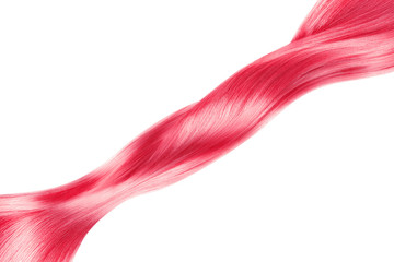 Obraz na płótnie Canvas Pink hair in line shape on white background, isolated