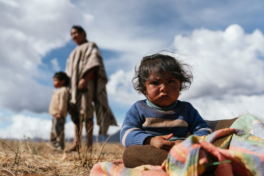 indigenous kid in the mountains of peru