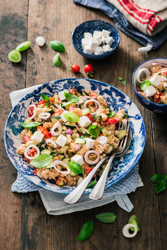 Bread salad or 'panzanella'