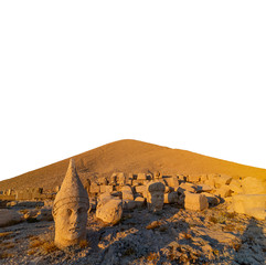 Statues on top of the Nemrut Mountain in Adiyaman, Turkey. To watch the sun set and rise. with...
