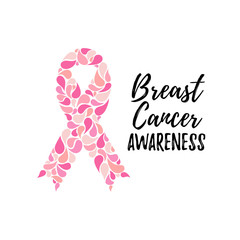 Breast cancer pink ribbon awareness month vector grsphic illustration