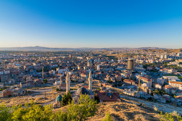 Fototapeta premium A view from the historical city town of Nevsehir. photo taken from old castle