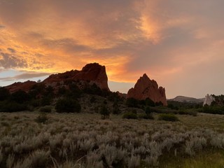Sunset Over Rock Formations (Garden Of The Gods, Colorado)
