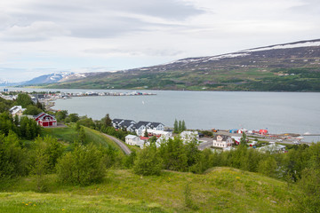 Town of Akureyri in North Iceland