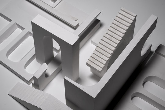 Completed architectural model demo, architect and his work