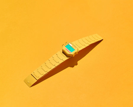 Retro wristwatch handmade from paper.