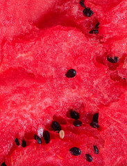 Macro photo of bright red fresh watermelon flash