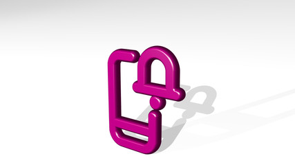 phone action ring 3D icon casting shadow, 3D illustration for mobile and business
