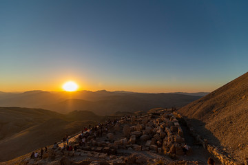 Statues on top of the Nemrut Mountain in Adiyaman, Turkey. To watch the sun set and rise.