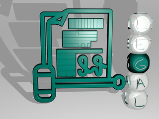 legal 3D icon beside the vertical text of individual letters, 3D illustration for business and concept