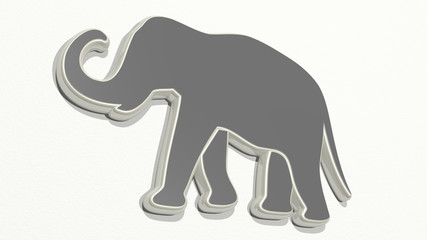 elephant 3D drawing icon, 3D illustration for animal and african
