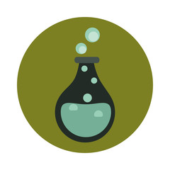 happy halloween, potion flask spell horror trick or treat party celebration flat and block icon