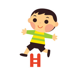 Isolated boy jumping. Sports icon - Vector illustration