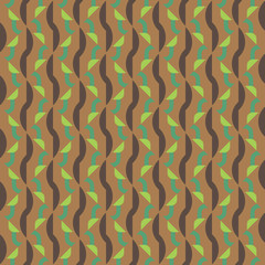 Vector seamless pattern texture background with geometric shapes, colored in brown, green colors.