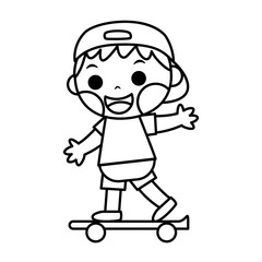Isolated boy on skateboard. Sports icon - Vector