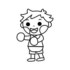 Isolated boy with boxing gloves - Vector illustration