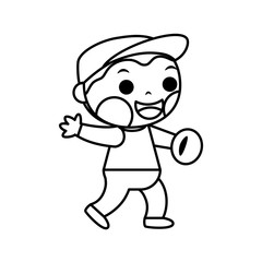 Obraz premium Isolated baseball boy. Boy with a baseball glove - Vector