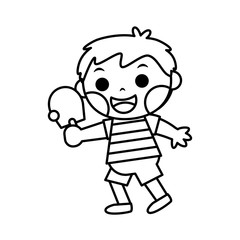 Isolated boy playing ping pong. Sports icon - Vector