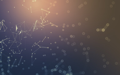 Fototapeta premium Abstract background. Molecules technology with polygonal shapes, connecting dots and lines. Connection structure. Big data visualization.