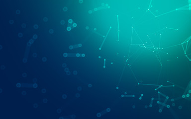 Abstract background. Molecules technology with polygonal shapes, connecting dots and lines. Connection structure. Big data visualization.