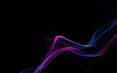 Dark abstract background with a glowing abstract waves