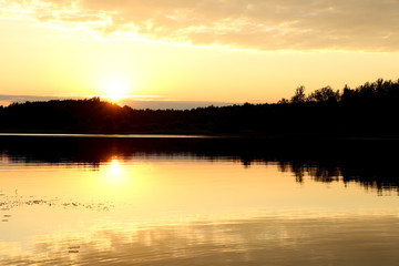 Fototapeta premium sunset on the river in summer