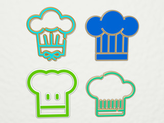 CHEF HAT 4 icons set, 3D illustration