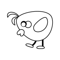 Obraz premium Happy bird comic cartoon. Ouline of a bird - Vector illustration