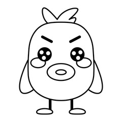 Happy bird comic cartoon. Ouline of a bird - Vector illustration