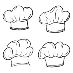 Chef and cook hats icon set,  simple and trendy Hand Drawn Sketching style Vector illustration
