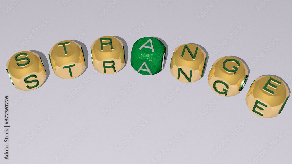 Poster strange text of dice letters with curvature, 3d illustration for background and abstract