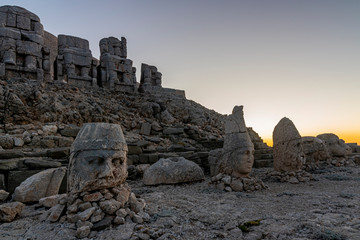Statues on top of the Nemrut Mountain in Adiyaman, Turkey. To watch the sun set and rise.